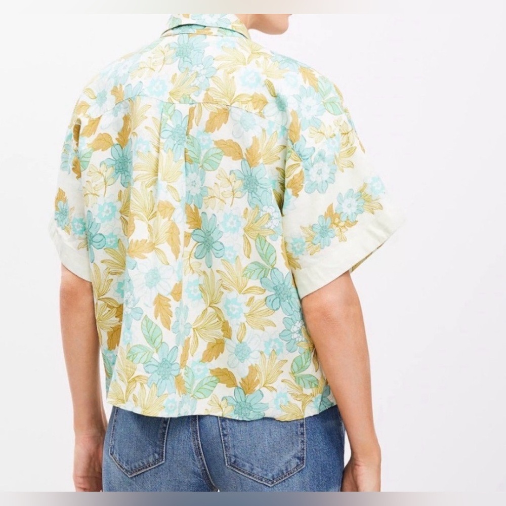 Loft: Linen Blend Button-Down Size Small Petite - image 4